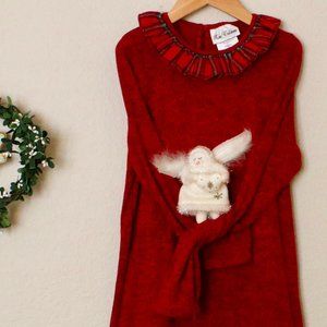 Girls M Tartan Ruffle Knit Dress